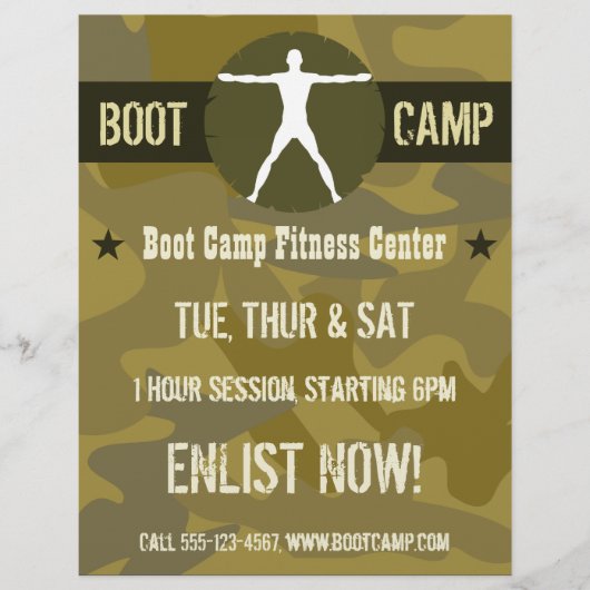 Body Madness Dark Green Camo Boot Camp Flyers Flyer (Vorne)