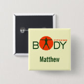 Body Madness Fitness Personal Trainer Square Abzei Button (Vorne & Hinten)