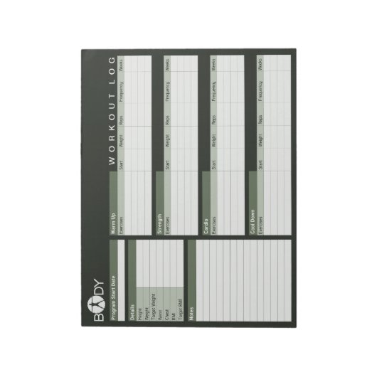 Body Madness Personal Workout Log Planner Notepad Notizblock (Rotiert)