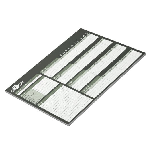 Body Madness Personal Workout Log Planner Notepad Notizblock (angewinkelt)