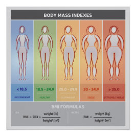 Body Mass Index Illustration mit Body-Silhouetten Poster