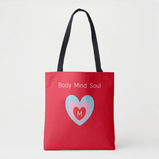 Body Mind Soul Heart on Red Tasche (Vorderseite)