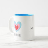 Body Mind Spirit Triple Heart Mit Monogramm Zweifarbige Tasse (Vorderseite Links)