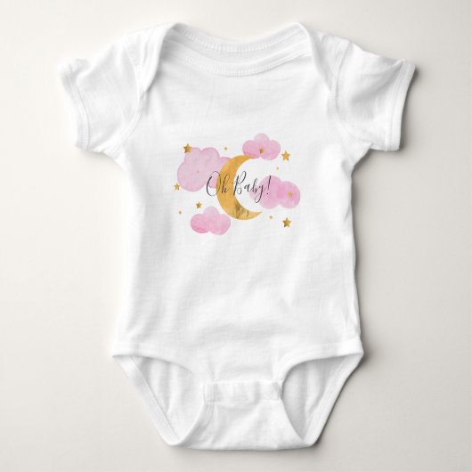 Body Para Bebé Oh Baby! Moon & Stars rosa Baby Strampler (Vorderseite)