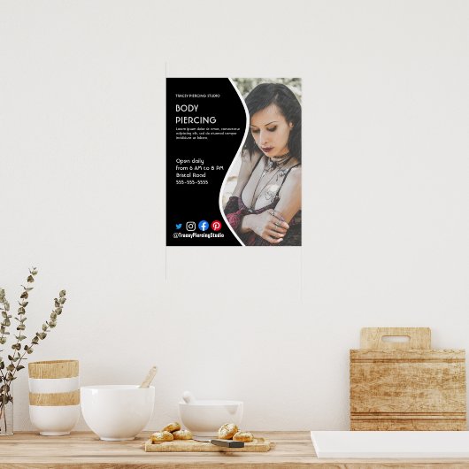 Body PIERCING STUDIO Poster Flyer (Küche)