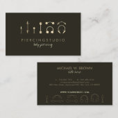 Body Piercing Studio Tattoo Gold Green Visitenkarte (Vorne/Hinten)