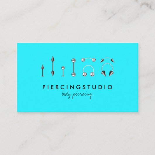 Body Piercing Tattoo Aquamarin Visitenkarte (Vorderseite)