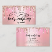 Body Sclupting Beauty Logo Glitter Drips Pink Visitenkarte (Vorne/Hinten)