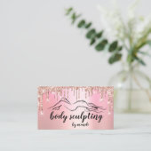 Body Sclupting Beauty Logo Glitter Drips Pink Visitenkarte (Stehend Vorderseite)