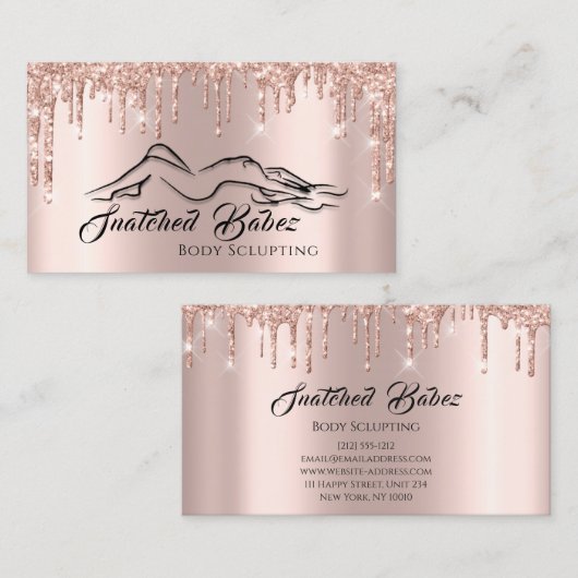 Body Sclupting Beauty Logo Glitzer Massage-Tropfen Visitenkarte (Vorne/Hinten)