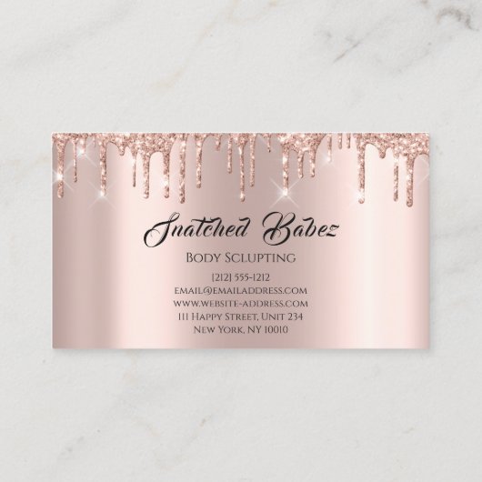 Body Sclupting Beauty Logo Glitzer Massage-Tropfen Visitenkarte (Rückseite)