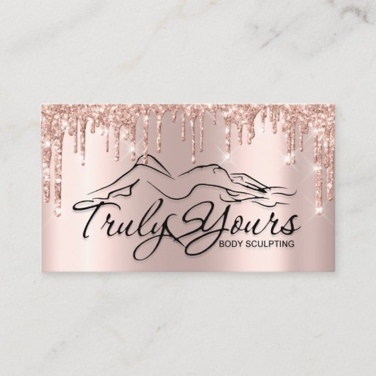 Body Sclupting Beauty Logo Glitzer Rose 1 Visitenkarte (Vorderseite)