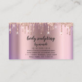 Body Sclupting Beauty Logo Glitzer Tropfen Eggplan Visitenkarte (Rückseite)
