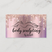 Body Sclupting Beauty Logo Glitzer Tropfen Eggplan Visitenkarte (Vorderseite)