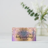 Body Sclupting Beauty Logo Glitzer Tropfen Hologra Visitenkarte (Stehend Vorderseite)