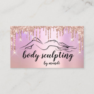 Body Sclupting Beauty Logo Glitzer Tropfen Lila Visitenkarte