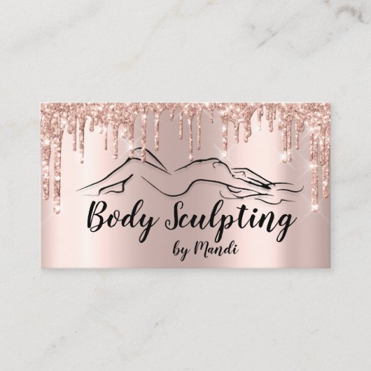 Body Sclupting Beauty Logo Glitzer Tropfen Visitenkarte (Vorderseite)