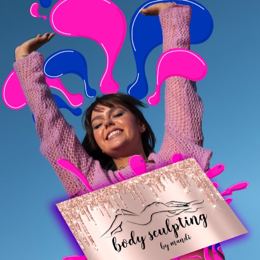 Body Sclupting Beauty Logo Glitzer Tropfen Visitenkarte