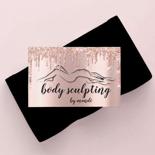 Body Sclupting Beauty Logo Glitzer Tropfen Visitenkarte