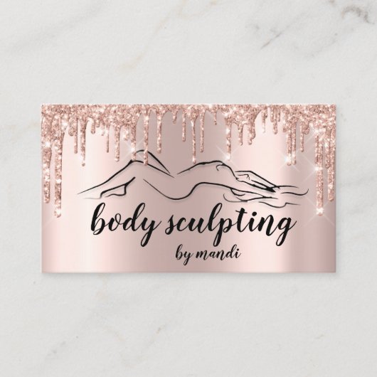 Body Sclupting Beauty Logo Glitzer Tropfen Visitenkarte (Vorderseite)