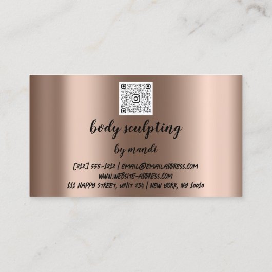Body Sclupting Care Logo Rose QR Gold Bikini Visitenkarte (Rückseite)