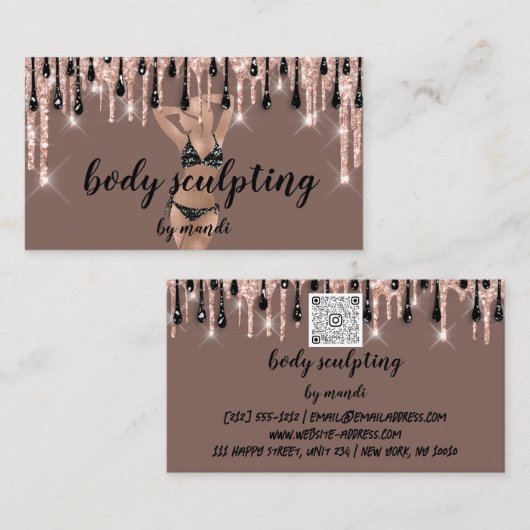 Body Sclupting Massage Logo Bikini Online QR Code Visitenkarte (Vorne/Hinten)