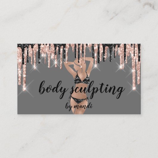 Body Sclupting Massage Logo Black Bikini QR Code Visitenkarte (Vorderseite)