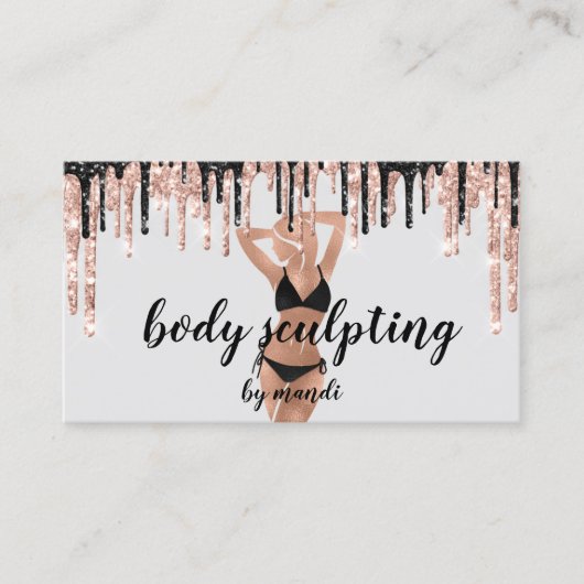 Body Sclupting Massage Logo Black Bikini QR Code Visitenkarte (Vorderseite)