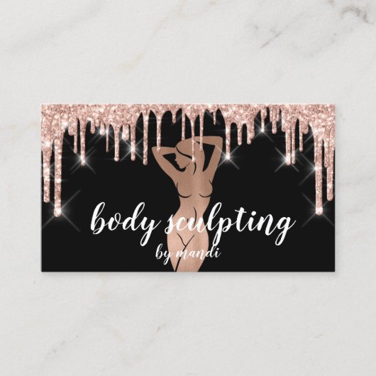 Body Sclupting Massage Logo Glitzer Tropfen QR Visitenkarte (Vorderseite)