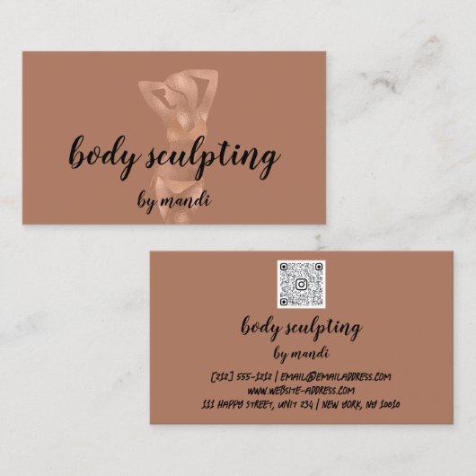 Body Sclupting Massage Logo Rose Pflege Bikini QR Visitenkarte (Vorne/Hinten)