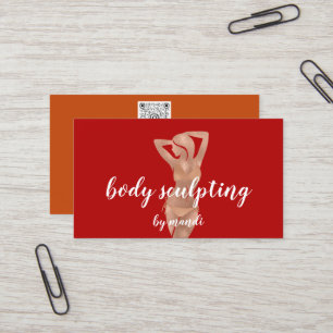 Body Sclupting Massage Logo Rote Rose Bikini QR Visitenkarte