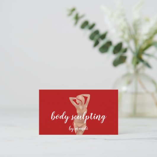Body Sclupting Massage Logo Rote Rose Bikini QR Visitenkarte (Stehend Vorderseite)