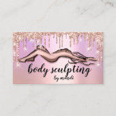 Body Sculpting Beauty Logo Glitzer Tropfen Rose Visitenkarte (Vorderseite)