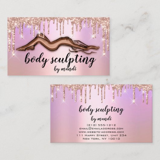 Body Sculpting Beauty Logo Glitzer Tropfen Skinny Visitenkarte (Vorne/Hinten)
