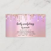 Body Sculpting Beauty Logo Glitzer Tropfen Skinny Visitenkarte (Rückseite)