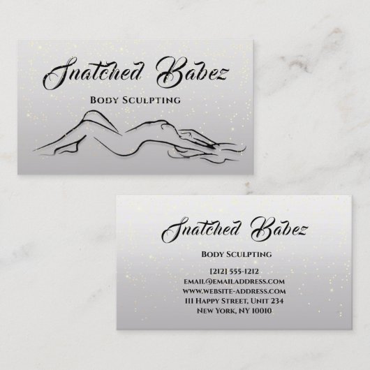 Body Sculpting Beauty Logo MassagE Gray Ombre Visitenkarte (Vorne/Hinten)