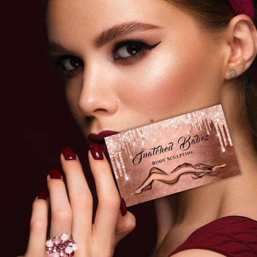 Body Sculpting Beauty Logo Massage QE CODE Rose B Visitenkarte