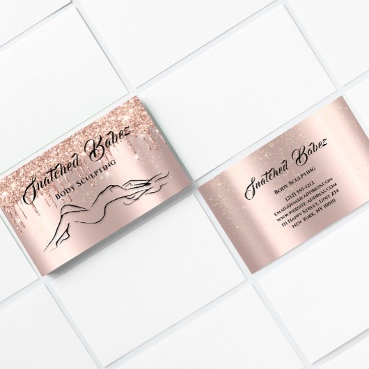 Body Sculpting Beauty Logo Massage Rose Confetti Visitenkarte