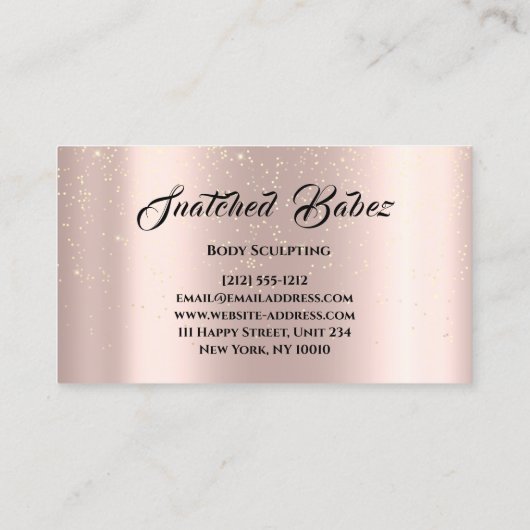 Body Sculpting Beauty Logo Massage Rose Confetti Visitenkarte (Rückseite)