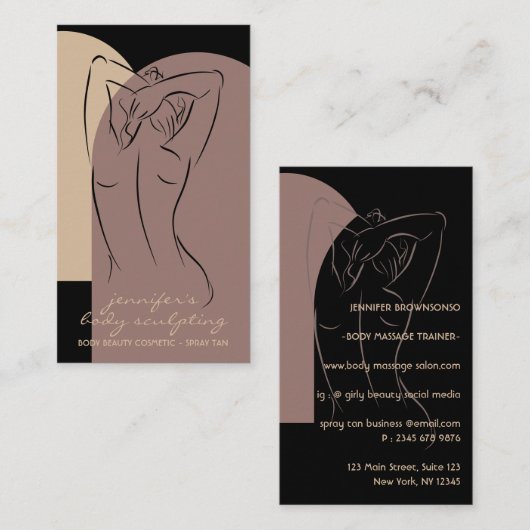 Body Sculpting Contouring Spray Tan Salon Logo Visitenkarte (Vorne/Hinten)
