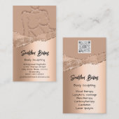 Body Sculpting Logo Gold QR Rose Glitzer Wax WELLN Visitenkarte (Vorne/Hinten)