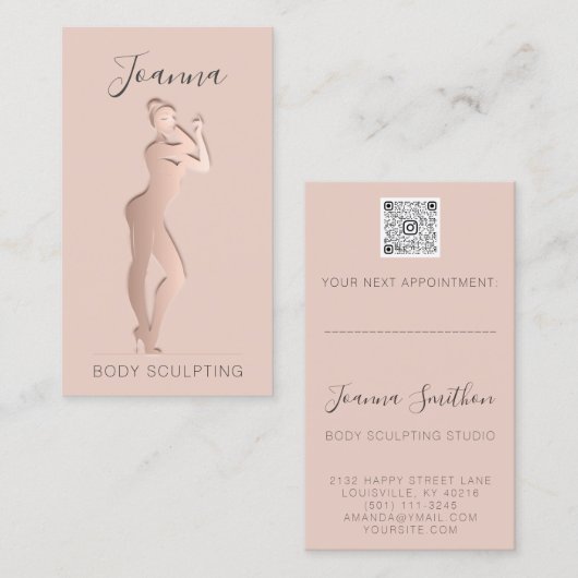 Body Shape Schönheit Sculpting QR Code Logo Blush Visitenkarte (Vorne/Hinten)