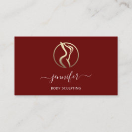 Body Shaping Sculpting Massage Gold Logo QR Maroon Visitenkarte