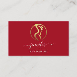 Body Shaping Sculpting Massage Gold Logo QR Red Visitenkarte