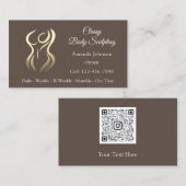 Body Shaping Sculpting Massage Gold Logo QRCODE Visitenkarte (Vorne/Hinten)