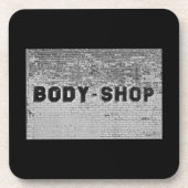 Body Shop auf schwarz Untersetzer (Vorderseite)