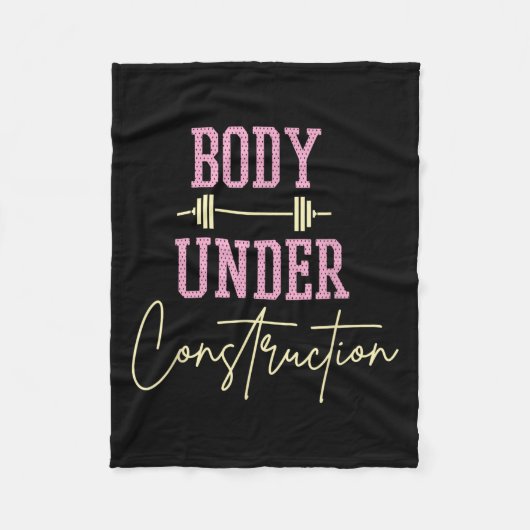 Body Under Construction Funny Motivational Workout Fleecedecke (Vorderseite)