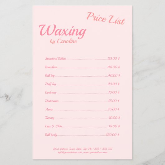 Body Waxing Wax Boutique Einfach rosa Flyer (Vorne)