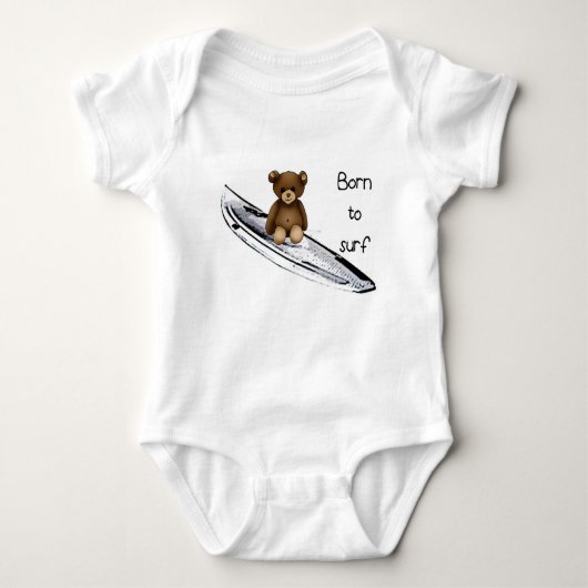 Body weißes Baby „Born to surf“ mit Teddy Baby Strampler (Vorderseite)