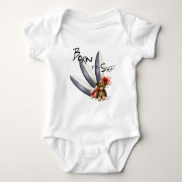 Body weißes Baby „Born to surf“, Teddy und Blumen Strampler